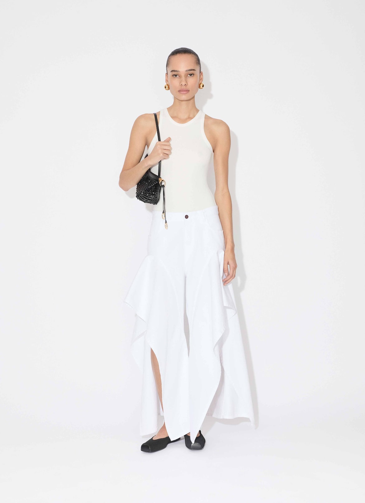 RUFFLE JEANS ALAÏA WHITE RUFFLE JEANS